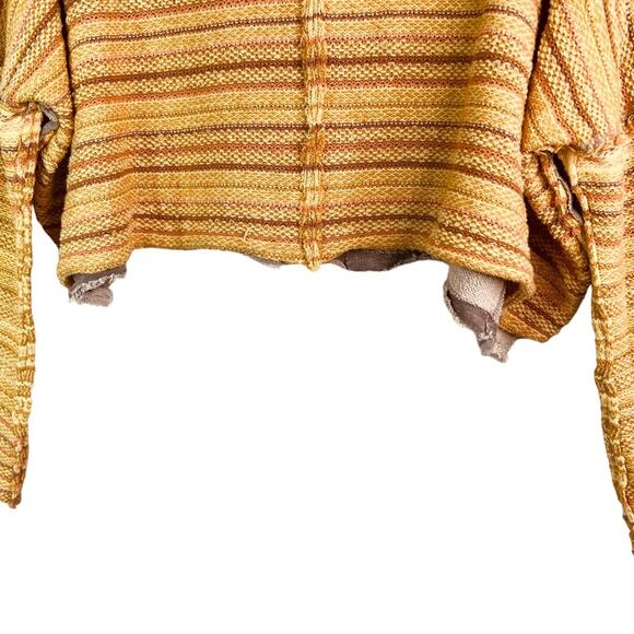Free People Yellow Gray Catalina Cropped Bell Sleeve Pullover Sweater M - Picture 7 of 12
